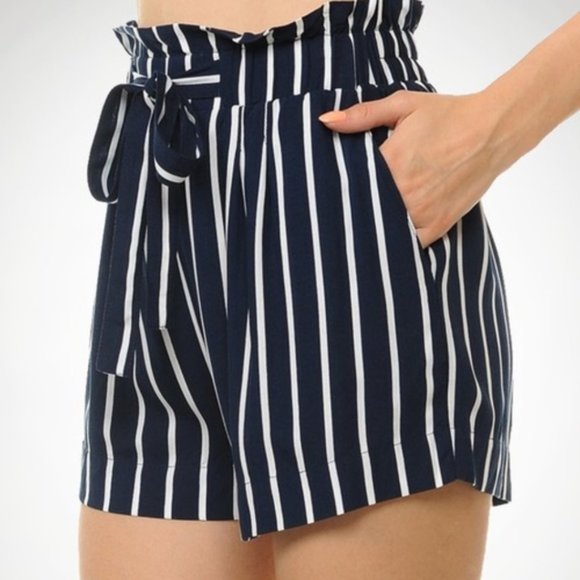 SHORTS striped tie pockets ladies womens summer - Picture 4 of 4
